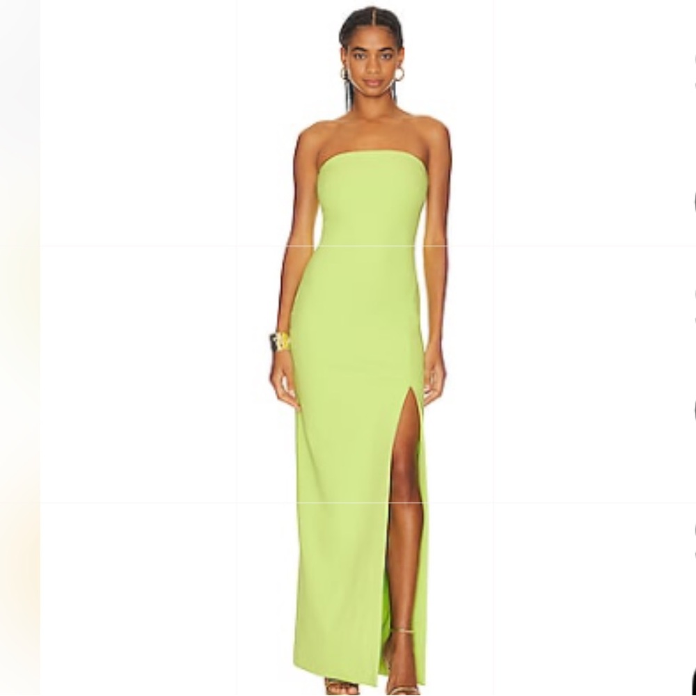 SOLACE London Zora Strapless Maxi Dress in Apple Green 🍏